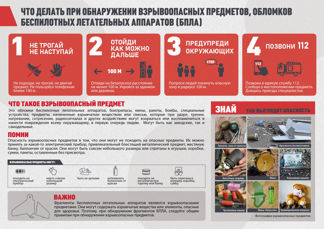 Правила безопасности при обнаружении взрывоопасных предметов.